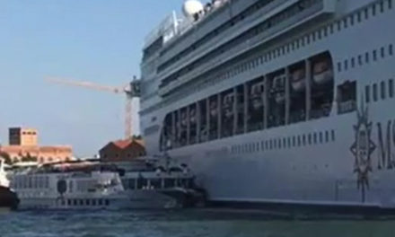 L’incredibile video amatoriale della MSC Opera che perde il controllo e sbatte nella banchina del porto di Venezia
