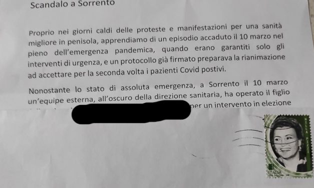 Sorrento/ E’ sempre più guerra all’interno dell’Ospedale, ora spunta anche la lettera anonima di un corvo